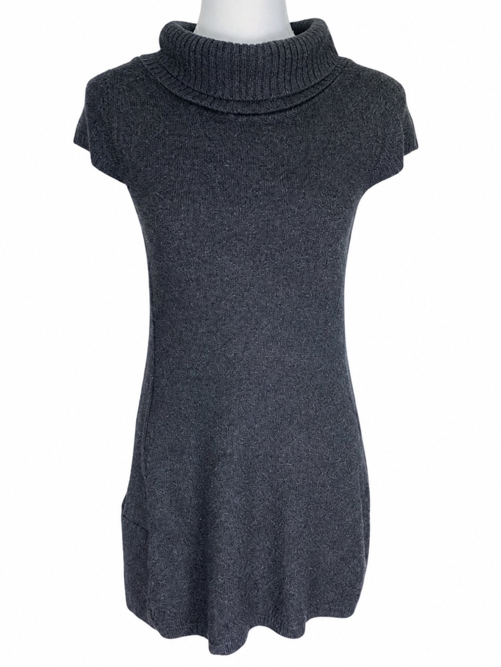 Ibex Womens Merino Wool Cowl Neck Sweater Dress Tunic Gray Medium